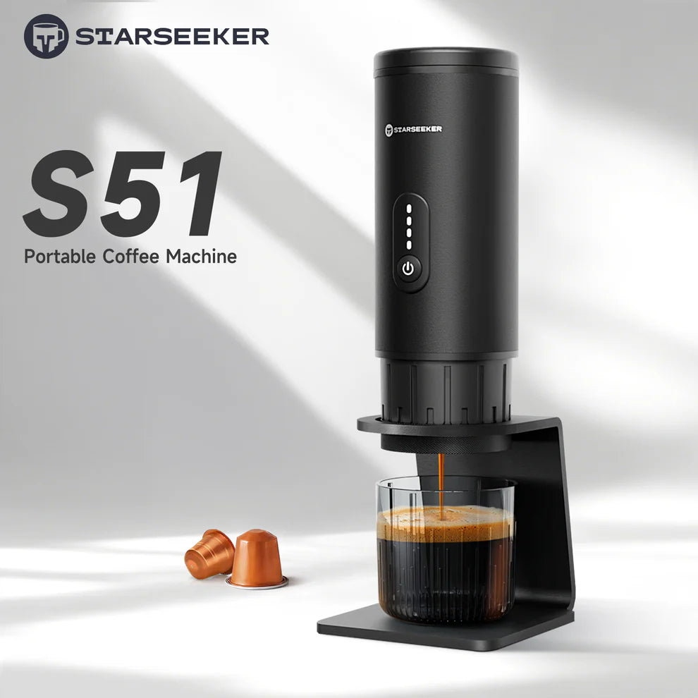 STARSEEKER S51 เครื่องชงกาแฟแบบพกพา  ใช้ได้ทั้งผงกาแฟและแคปซูลกาแฟ พร้อมระบบทำความร้อน การสกัดแบบไร้ก้การให้ความร้อนเร็ว