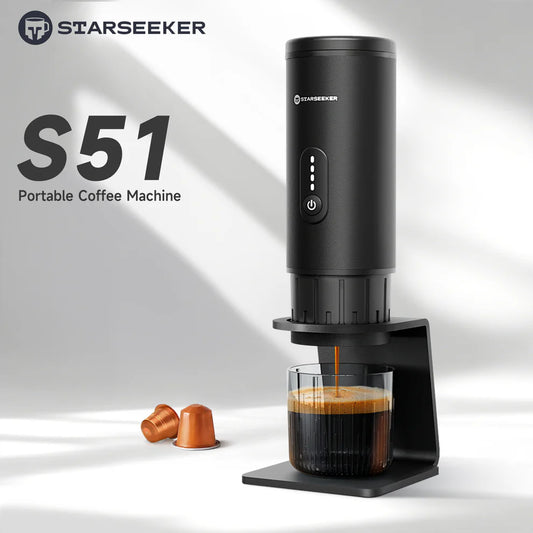 STARSEEKER S51 เครื่องชงกาแฟแบบพกพา  ใช้ได้ทั้งผงกาแฟและแคปซูลกาแฟ พร้อมระบบทำความร้อน การสกัดแบบไร้ก้การให้ความร้อนเร็ว
