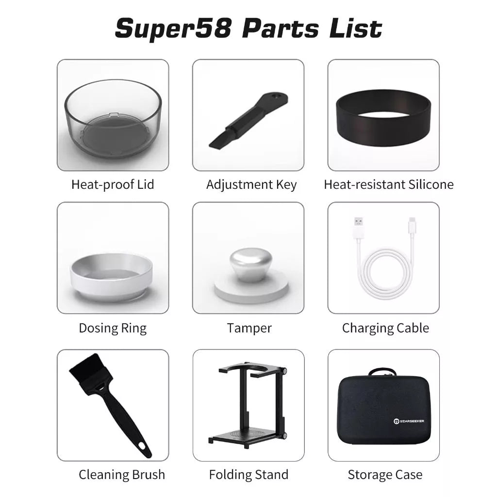 【เก็บเงินปลายทาง】 STARSEEKER Super58 Espresso Travel เครื่องชงกาแฟแบบพกพาสําหรับ Camping รถเครื่องชงกาแฟ USB-C Bracket Tamper